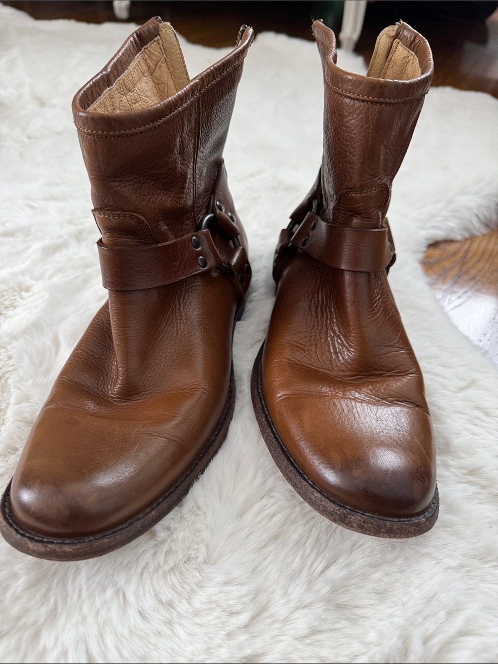 Frye Brown Leather Harness Ankle Boots - Picture 8 of 11